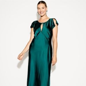NWT The Occasion By Old Navy Green, Flutter Sleeve, Satin Maxi Dress